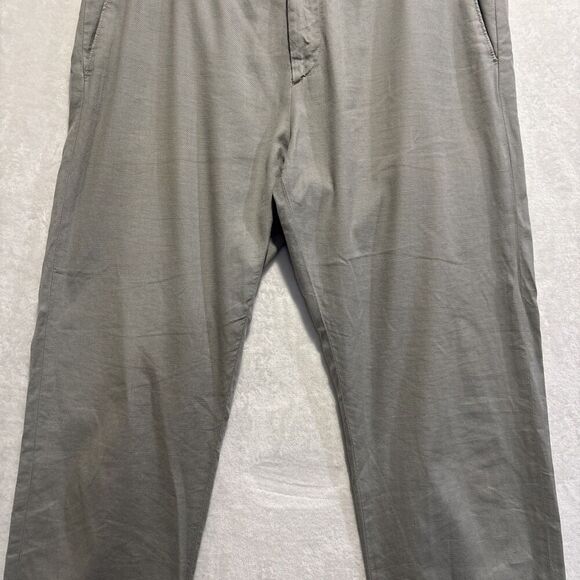 Zanella Linen Blend The Noah Grey Static Plaid Flat Front Stretch Pants Size 36 - Picture 7 of 16